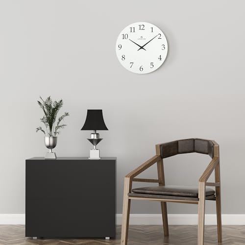 Lafocuse 12 Inch Wooden Modern Minimalist White Wall Clock Battery Operated - Image 2