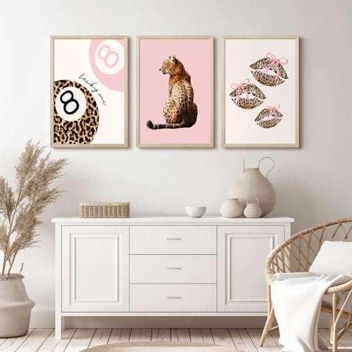 Pink Cheetah Wall Art Decor Leopard Preppy Trendy Canvas Poster Fashion - Image 4