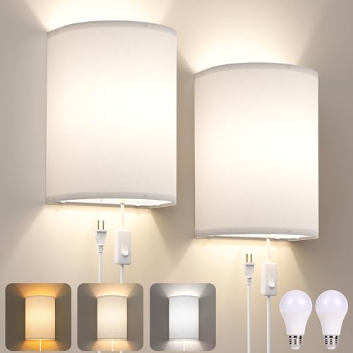 Yunaking Plug in Wall Sconces Set of Two Wall Lights by Yunaking
