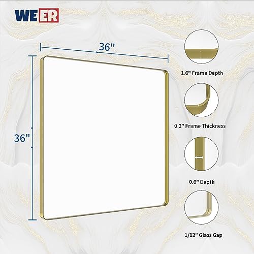 WEER Gold Bathroom Vanity Mirror 36X36 Inch - Image 6