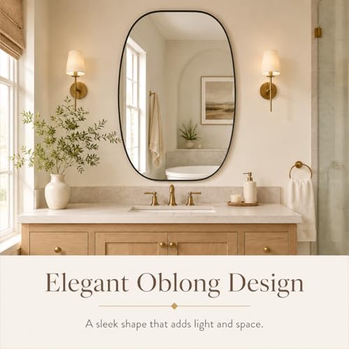 USHOWER Black Oval Bathroom Mirror 30x40 Inch - Image 2