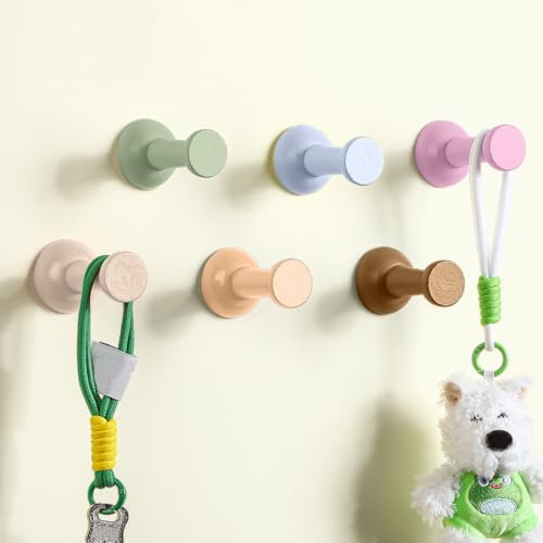 6 Pack Boho Wall Coat Hooks Cute Wood Adhesive Coat Hanger Bohemian Pushpin by Otoolling