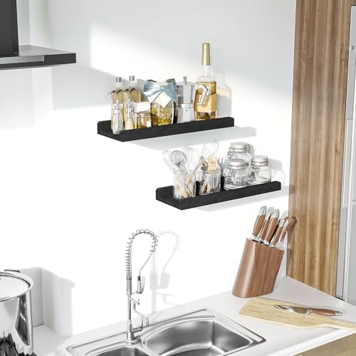 Love-KANKEI 17" Black Floating Wall Shelves - Image 5