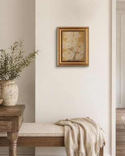 Gold Framed Wall Art, Vintage White Magnolia Flowers Line Canvas Prints - Image 6