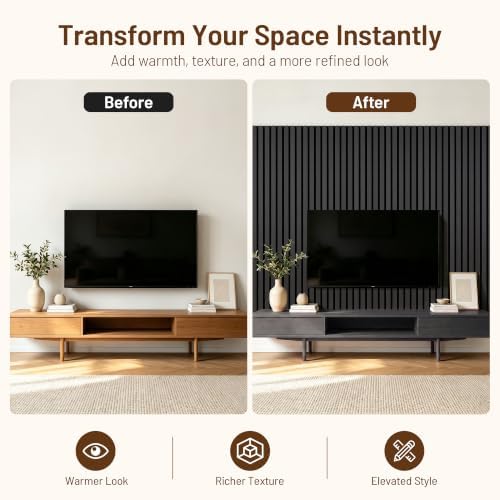Amsleekey 2-Pack 47.2″x23.6″ Acoustic Wood Slat Wall Panels, 4 Hooks - Image 6