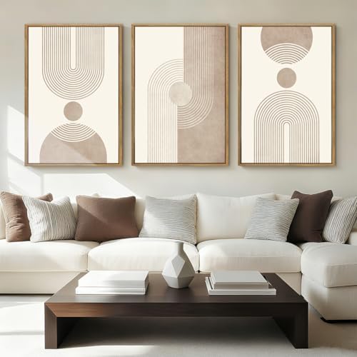 BINCUE Neutral Abstract Wall Art Beige Large Wall Decor Boho Mid Century Modern by BINCUE