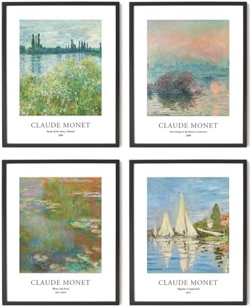 EVOLE HOME Claude Monet Giclee Art Prints Set of 4, 8x10 Unframed Seine Water - Image 7
