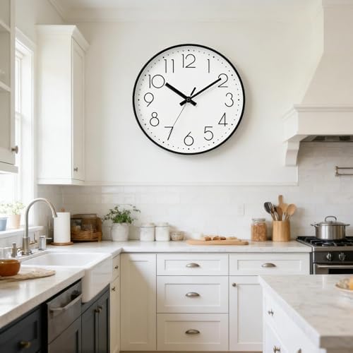 DAXSMY Wall Clock 14 Inch White Decorative, Battery Operated Silent - Image 6