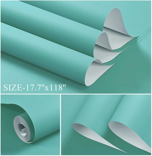 Dimoon 393.7''x17.7''Mint Green Peel and Stick Wallpaper Contact Paper Modern - Image 2