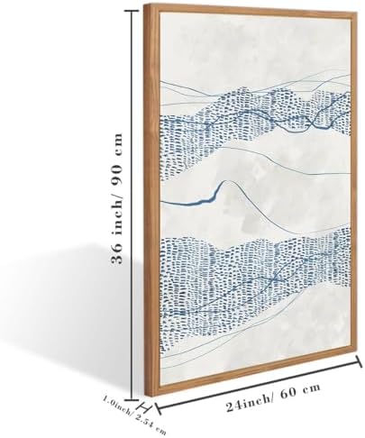 IARTTOP Large Blue Abstract Canvas Wall Art Framed 24x36 Inch Neutral - Image 6