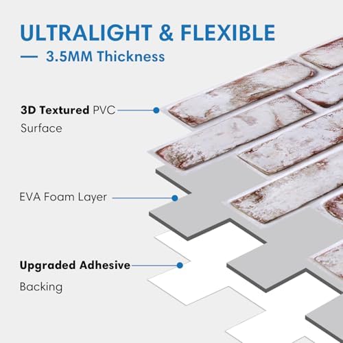 COMSTICKC 3D Faux Brick Wall Panels Peel and Stick Decorative Tiles Sticker - Image 4
