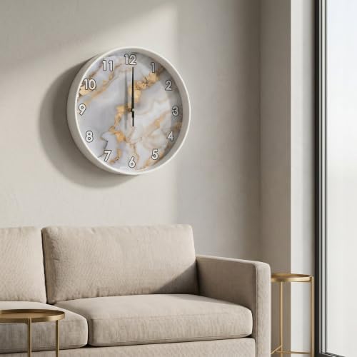 Luxury Gold Foil Marble Texture wall Clock Silent Non Ticking Battery Operated - Image 6