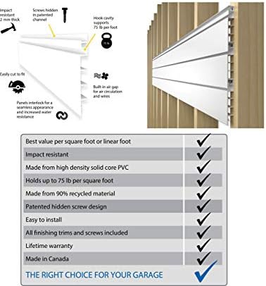Proslat 88104 Heavy Duty PVC Slatwall Garage Organizer, 4-Feet by 4-Feet Section - Image 4
