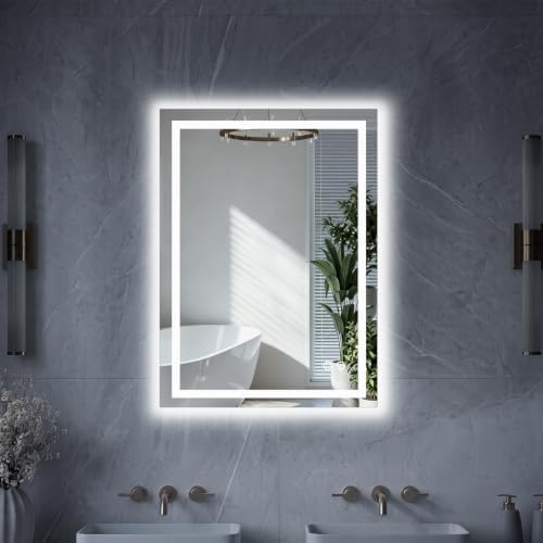 LED Bathroom Mirror with Lights, 28x20 Inch Wall Vanity Mirror by HAPPYMONTLLC