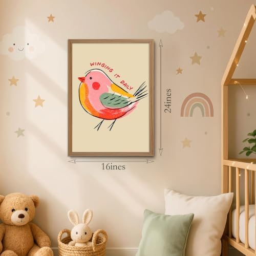 Framed Funny Bird Wall Art Winging It Canvas Picture Boho Wall Decor - Image 2