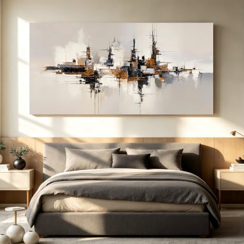 Grey Color Block Large Abstract Canvas Wall Art Decor - Image 4
