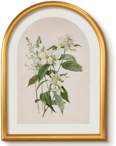 VIYYIEA Floral Wall Art, Vintage Gold Arched framed Lilac Flower Prints by VIYYIEAART