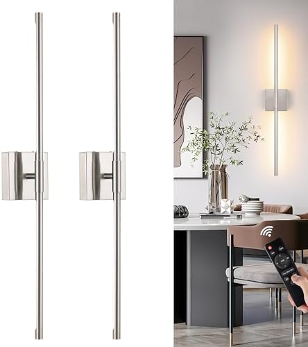40 Inch Sand-Nickel Battery Operated Wall Sconces Set of 2 by Morauroral