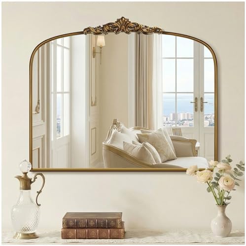 36"x30" Vintage Gold Wall Mirror - Image 4