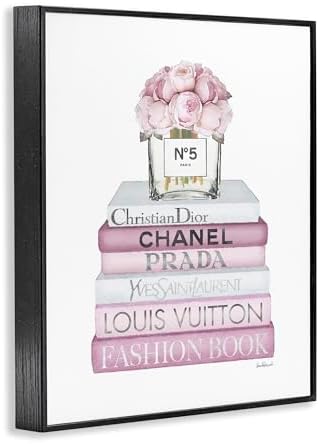 Stupell Industries Pink Rose Bouquet and Fashion Designer Bookstack Wall Art - Image 2