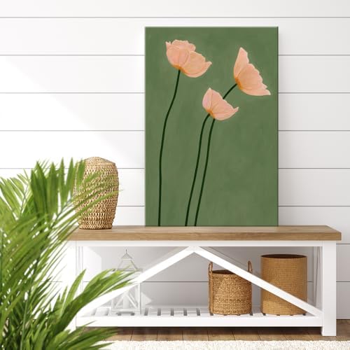 Olive Green Botanical Wall Art Vintage Peony Blush Trio Poster Prints - Image 4