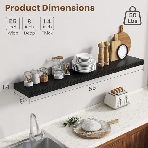 55 Inch Floating Shelves for Wall, 8 Inch Deep, Invisible Brackets - Image 3