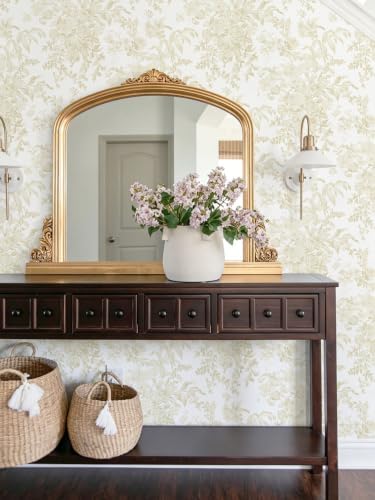 Heraod Floral Peel and Stick Wallpaper Boho Beige Contact Paper Toile Leaf Wall - Image 5