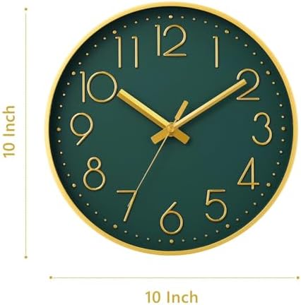 DAXSMY Wall Clock 10 Inch Dark Green Decorative, Battery Operated Silent - Image 3