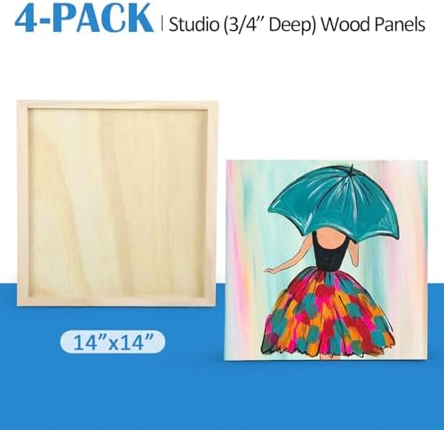 Falling in Art 4 Pack 14x14’’ Unfinished Birch Wood Panels Kit - Image 5