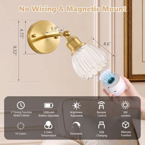 Vintage Battery Operated Wall Sconce - Image 4
