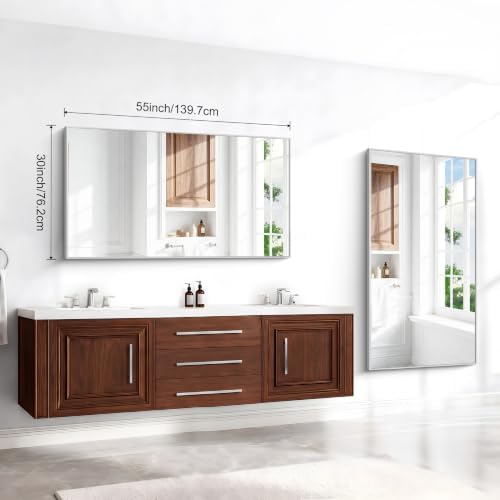 BONEWEI Silver Bathroom Mirror, 30x55 inch Wall Mirror - Image 7