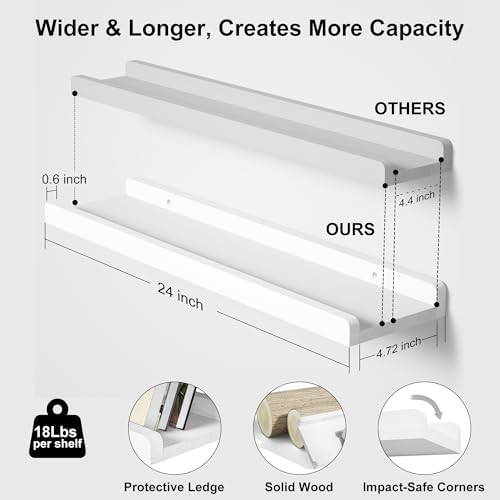 Love-KANKEI 24" Long White Floating Shelves - Image 3