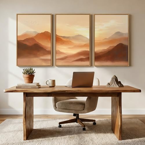 Framed Orange Abstract Mountain Wall Art - Image 4