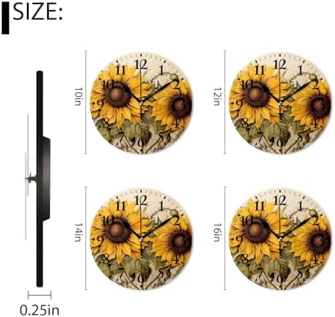 Round Analog Wall Clocks Non-Ticking Silent Clock Battery Operated Clcoks - Image 2