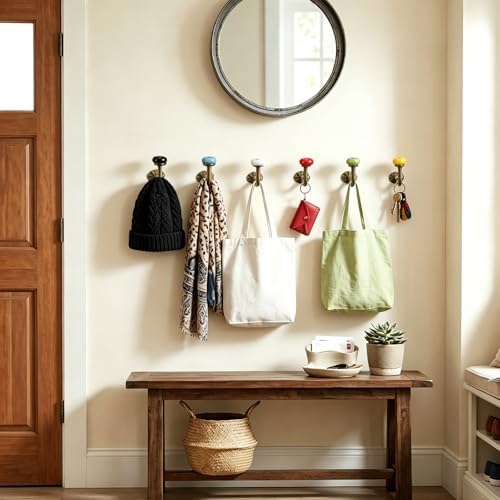 6 Pcs Ceramic Wall Hooks Vintage Coat, 2.95 x 2.24 Inch - Image 5