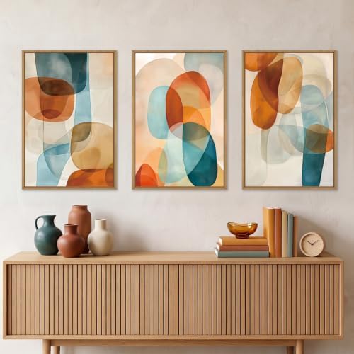 Aryroi Large Abstract Color Block Framed Canvas Wall Art- 24"x36"x3 - Image 2
