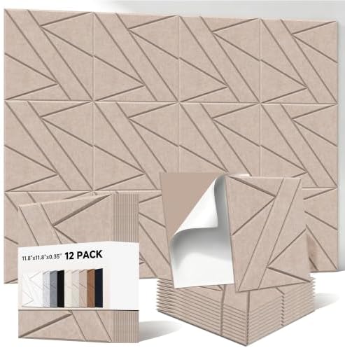 Acoustic Panels, 12 Pack Sound Proof Wall Panels, 11.8”x11.8” by AUTORIFIC