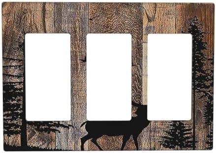 Light Switch Covers Rustic Forest Antler Elk Deer Silhouettes Animals Wood by Lightswitchcovers