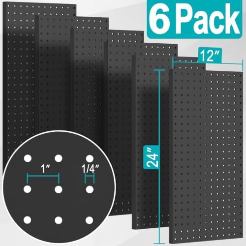 Peg Board, 6 Pack Metal Pegboard Panels and 76 Pcs Hooks and Baskets, Garage - Image 3