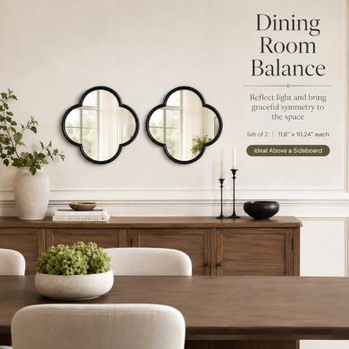 2 PCS Clover Mirror Wall Decor, Metal Framed Glass Mirror Tiles, Lucky Four - Image 5