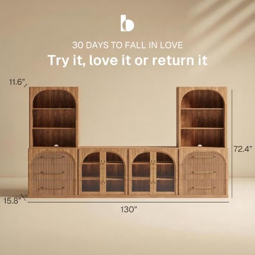 BELLEZE Jagger 130" Wall Unit 6-Piece Modular TV Stand - Image 2