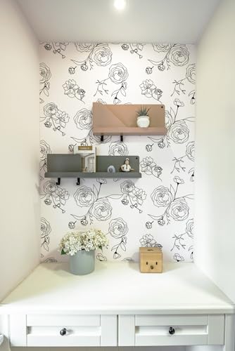 Safiyya 393"x17.3" Peel and Stick Wallpaper Black and White Contact Paper - Image 4