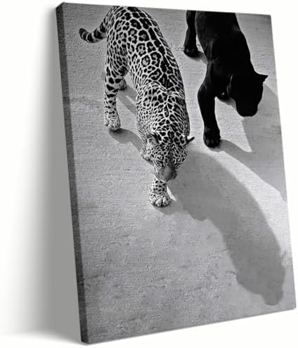 Vintage Black and White Poster Leopard Jaguar Printed Art Cheetah Print Leopard by Unknown