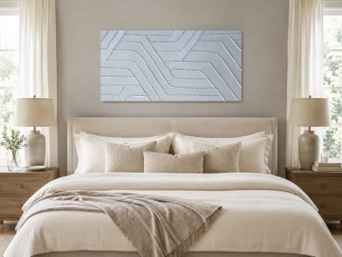 Arjun Hand Painted Wall Art Silver Glossy Grey Canvas Framed Large 40"x20" - Image 4