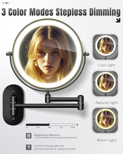 30X/1X 8 Inch Wall Mounted Magnifying Makeup Mirror - Image 3