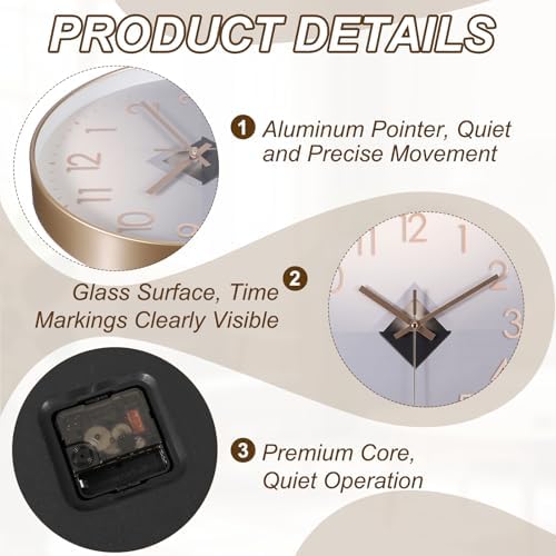 PATIKIL 12 Inch Modern Wall Clock, Silent Non-Ticking Wall Clocks Sweep - Image 3
