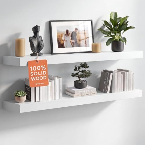 Homeforia 36 Inch Floating Shelves, High-End Solid Pine Wood by Homeforia