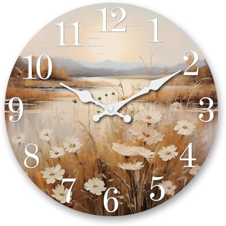 XNM Wood Wall Clocks Battery Operated 16 Inch Flower Wall Decor by XNMwallclock