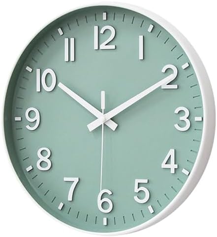 HZDHCLH 14 Inch Wall Clock Battery Operated Silent Non Ticking Green Modern - Image 2