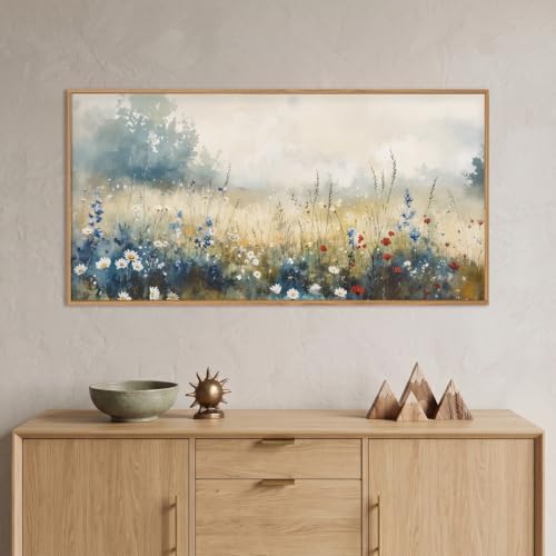 Celestdeco Nature Wildflower Framed Canvas Wall Art Set, Pastoral Landscape - Image 3